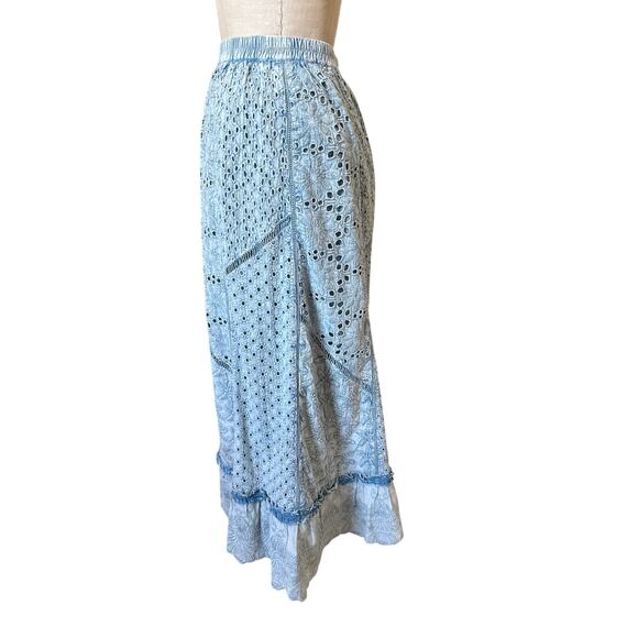 Soft Surroundings Porfiria Embellished Chambray Blue Maxi Skirt Size XS XSMALL - Picture 5 of 11